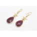 Dangle Earrings Handmade 925 Sterling Silver Gold Plated Natural Ruby Stone P589
